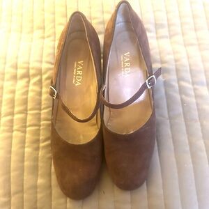 Brown Suede Mary Janes by Varda, Size 10
